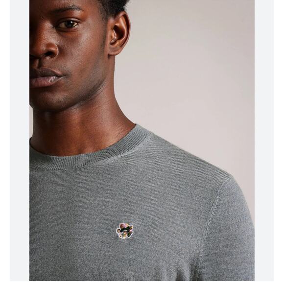 Ted Baker Cardiff Merino Wool Crew Neck Jumper Sweater Grey Size 6 XXL NWT - Picture 7 of 16